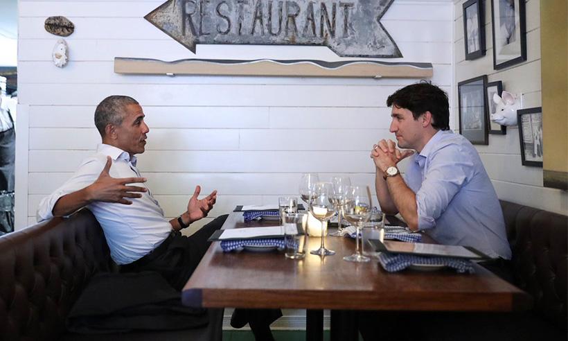 Barack Obama y Justin Trudeau disfrutan de una amistosa cena en Montreal 